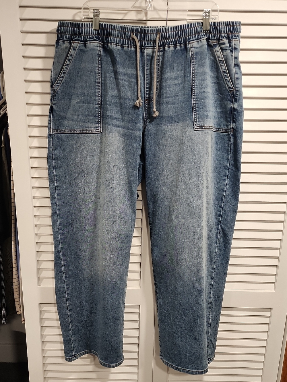 Maurices Light Blue Wide Leg Denim Joggers